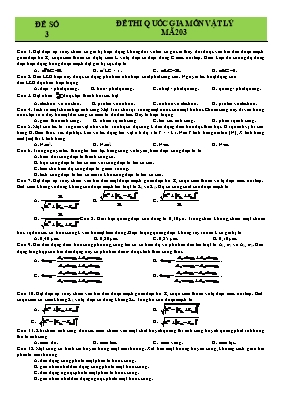 Đề thi THPT Quốc gia môn Vật lý - Mã đề 203