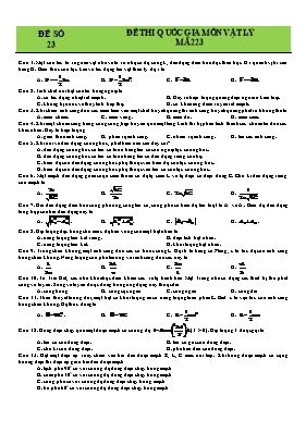Đề thi THPT Quốc gia môn Vật lý - Mã đề 223