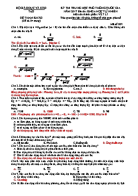 Đề thi THPT Quốc gia môn Vật lý năm 2017 - Mã đề 003 (Có lời giải chi tiết)