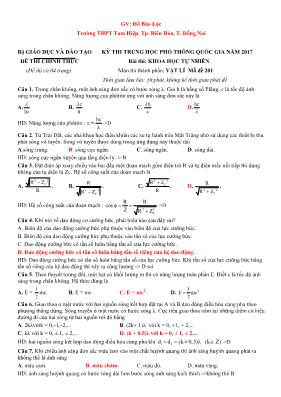 Đề thi THPT Quốc gia môn Vật lý năm 2017 - Mã
