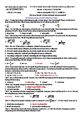 Đề thi THPT Quốc gia môn Vật lý năm 2017 - Mã đề 201 (Có đáp án chi tiết)