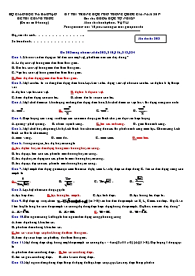 Đề thi THPT Quốc gia môn Vật lý năm 2017 - Mã