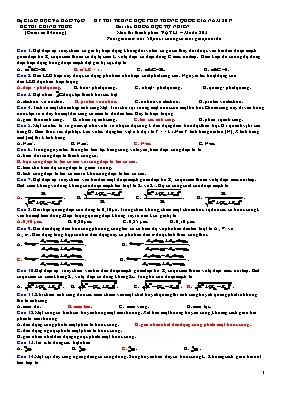 Đề thi THPT Quốc gia môn Vật lý năm 2017 - Mã