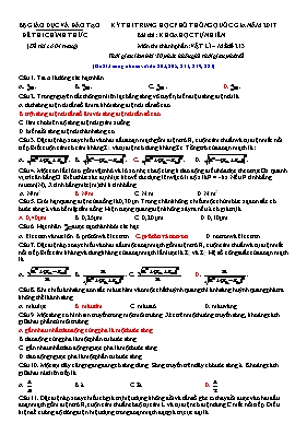 Đề thi THPT Quốc gia môn Vật lý năm 2017 - Mã đề 213 (Có lời giải chi tiết)