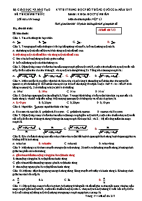 Đề thi THPT Quốc gia môn Vật lý năm 2017 - Mã