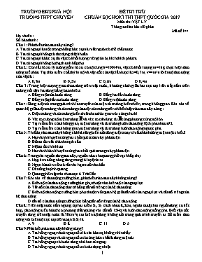 Đề thi thử chuẩn bị cho kỳ thi THPT Quốc gia 