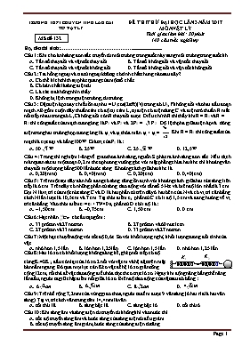 Đề thi thử Đại học lần 3 môn Vật lý năm 2017 
