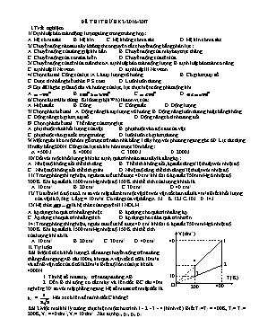 Đề thi thử học kỳ II môn Vật lý 12 - Năm học 2016-2017 Đề thi thử học kỳ II môn Vật lý 12 - Năm học 2016-2017