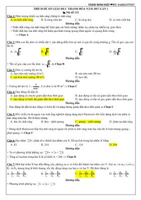 Đề thi thử THPT Quốc gia lần 1 môn Vật lý năm