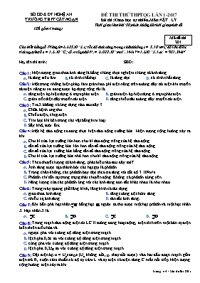 Đề thi thử THPT Quốc gia lần 1 môn Vật lý năm 2017 - Mã đề 201 - Trường THPT Cát Ngan