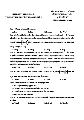 Đề thi thử THPT Quốc gia lần 1 môn Vật lý năm