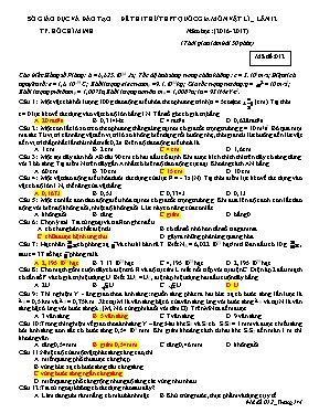 Đề thi thử THPT Quốc gia lần 12 môn Vật lý năm 2017 - Mã đề 012 - Sở GD & ĐT Thành phố Hồ Chí Minh