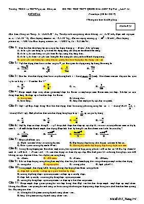 Đề thi thử THPT Quốc gia lần 13 môn Vật lý năm 2017 - Mã đề 013 - Trường THCS và THPT Nguyễn Khuyến
