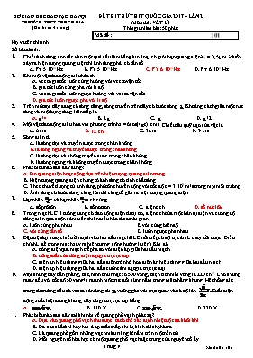 Đề thi thử THPT Quốc gia lần 2 môn Vật lý năm 2017 - Mã đề 101 - Trường THPT Trung Giã (Có đáp án)