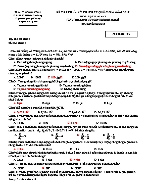 Đề thi thử THPT Quốc gia lần 2 môn Vật lý năm
