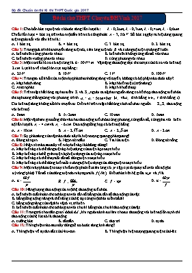 Đề thi thử THPT Quốc gia lần 2 môn Vật lý năm 2017 - Trường THPT chuyên Đại học Vinh (Có đáp án)