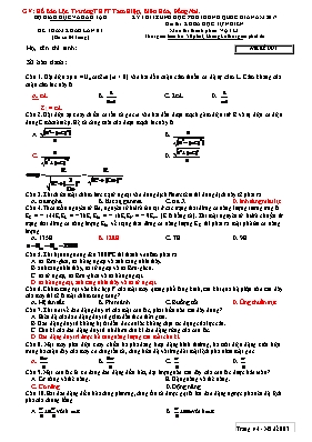 Đề thi thử THPT Quốc gia lần 3 môn Vật lý năm 2017 - Mã đề 003 (Kèm đáp án)