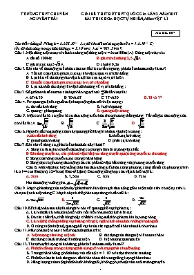 Đề thi thử THPT Quốc gia lần 3 môn Vật lý năm