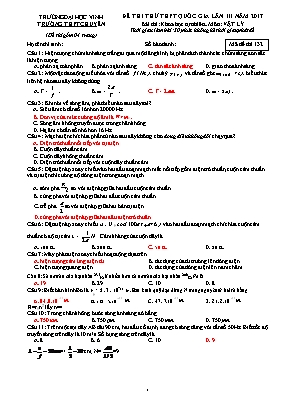 Đề thi thử THPT Quốc gia lần 3 môn Vật lý năm