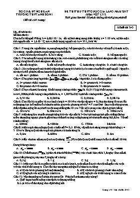 Đề thi thử THPT Quốc gia lần 3 môn Vật lý năm 2017 - Mã đề 243 - Trường THPT Anh Sơn I Đề thi thử THPT Quốc gia lần 3 môn Vật lý năm 2017 - Mã đề 243 - Trường THPT Anh Sơn I