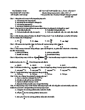 Đề thi thử THPT Quốc gia lần 3 môn Vật lý năm
