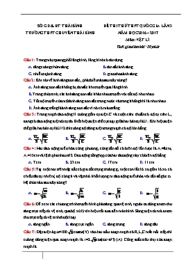 Đề thi thử THPT Quốc gia lần 3 môn Vật lý năm