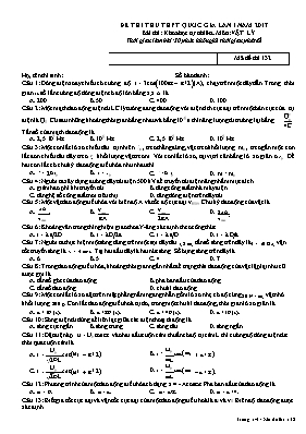 Đề thi thử THPT Quốc gia lần I môn Vật lý năm