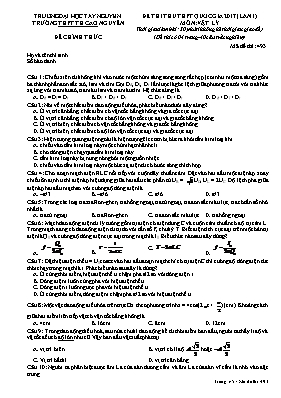 Đề thi thử THPT Quốc gia lần I môn Vật lý năm 2017 - Mã đề 493 - Trường THPT TH Cao Nguyên (Có đáp án)