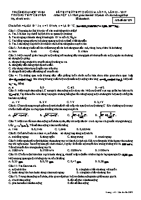 Đề thi thử THPT Quốc gia lần III môn Vật lý n