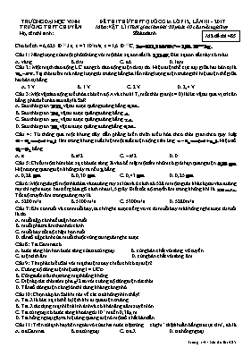 Đề thi thử THPT Quốc gia lần III môn Vật lý n