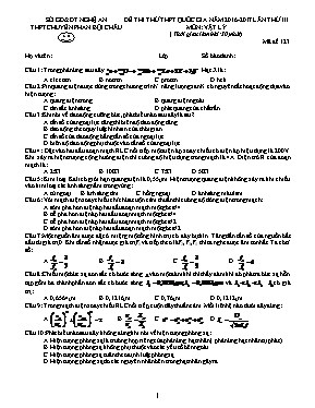 Đề thi thử THPT Quốc gia lần thứ III môn Vật lý - Mã đề 123 - Năm học 2016-2017 - Trường THPT chuyên Phan Bội Châu