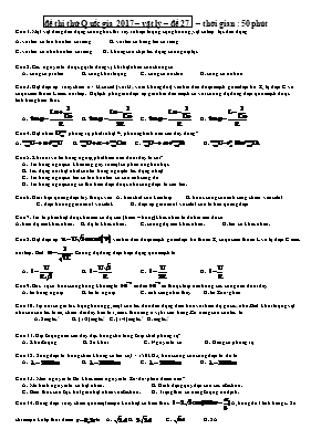 Đề thi thử THPT Quốc gia môn Vật lý - Đề 27