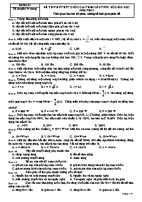 Đề thi thử THPT Quốc gia môn Vật lý - Đề số 01