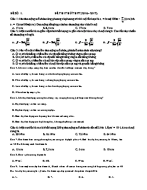 Đề thi thử THPT Quốc gia môn Vật lý - Đề số 1 - Năm học 2016-2017 Đề thi thử THPT Quốc gia môn Vật lý - Đề số 1 - Năm học 2016-2017