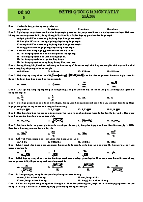 Đề thi thử THPT Quốc gia môn Vật lý - Mã đề 206 Đề thi thử THPT Quốc gia môn Vật lý - Mã đề 206