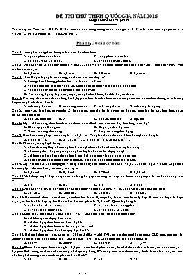 Đề thi thử THPT Quốc gia môn Vật lý năm 2016