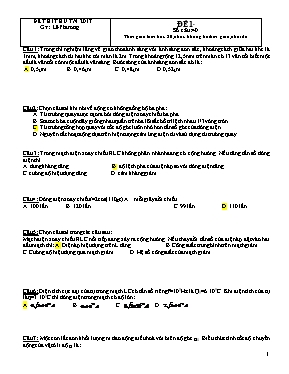 Đề thi thử THPT Quốc gia môn Vật lý năm 2017 - Đề 1 - Lê Phương