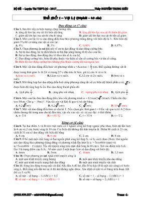 Đề thi thử THPT Quốc gia môn Vật lý năm 2017 