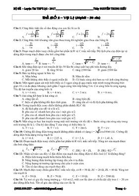 Đề thi thử THPT Quốc gia môn Vật lý năm 2017 