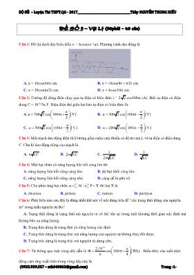 Đề thi thử THPT Quốc gia môn Vật lý năm 2017 