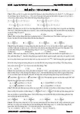 Đề thi thử THPT Quốc gia môn Vật lý năm 2017 