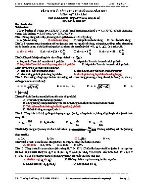 Đề thi thử THPT Quốc gia môn Vật lý năm 2017 - Lần I