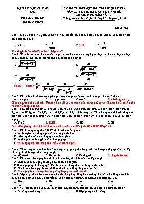 Đề thi thử THPT Quốc gia môn Vật lý năm 2017 