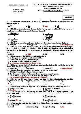 Đề thi thử THPT Quốc gia môn Vật lý năm 2017 