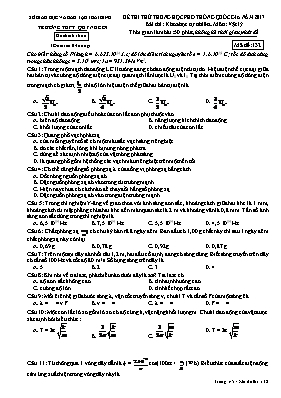 Đề thi thử THPT Quốc gia môn Vật lý năm 2017 