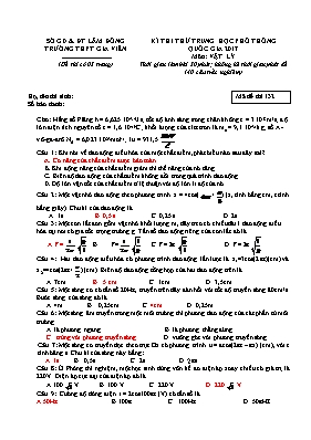 Đề thi thử THPT Quốc gia môn Vật lý năm 2017 - Mã đề 132 - Trường THPT Gia Viễn (Có đáp án)