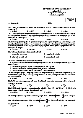 Đề thi thử THPT Quốc gia môn Vật lý năm 2017 - Mã đề 185
