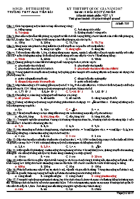 Đề thi thử THPT Quốc gia môn Vật lý năm 2017 - Mã đề 755 - Trường THPT Nam Tiền Hải Đề thi thử THPT Quốc gia môn Vật lý năm 2017 - Mã đề 755 - Trường THPT Nam Tiền Hải
