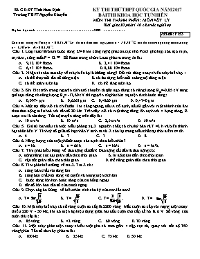 Đề thi thử THPT Quốc gia môn Vật lý năm 2017 