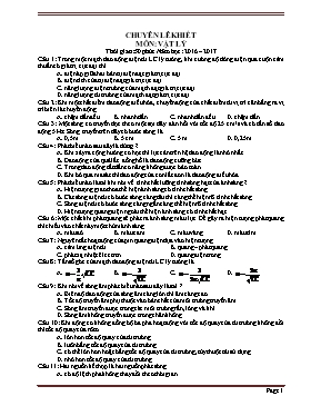 Đề thi thử THPT Quốc gia môn Vật lý năm 2017 - Trường THPT chuyên Lê Khiết (Có đáp án)